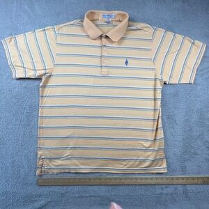 Martin Timeless As The Game Polo Shirt Mens XL Pima Cotton Striped Orange Cactus